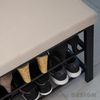 DuneDesign Schuhregal 81 x 32 x 46 cm offener Schuhschrank mit 2 Böden stabile Sitzbank Schuhbank aus Metall mit gepolsterter Leinen Sitzfläche Beige Bild 4