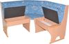 Truheneckbank "Anja 1B" 125x125 cm, Holzdekor Buche, Stoff blau mit Blumendessin Bild 3