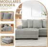 Flieks Ecksofa 4-Sitzer, modular L Sofa, 6 Kissen, für Wohnzimmer & Büro, Cord, Grau Bild 5