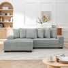 Flieks Ecksofa 4-Sitzer, modular L Sofa, 6 Kissen, für Wohnzimmer & Büro, Cord, Grau Bild 2