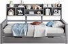 Multifunktions-Schlafsofa Kiefernholz 90x200 ausziehbares Bett mit Stauraum & Ablagefächern,Grau Bild 5