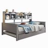 Multifunktions-Schlafsofa Kiefernholz 90x200 ausziehbares Bett mit Stauraum & Ablagefächern,Grau Bild 4