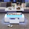 Höhenverstellbarer Couchtisch 96x45x40 cm, Hochglanz Weiß mit LED, verstecktem Stauraum & Schublade Bild 3