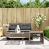 vidaXL 3-tlg. Garten-Sofagarnitur mit Kissen Grau Poly Rattan 365460 Bild 3