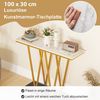 COSTWAY Konsolentisch, schmal 100cm, Flurtisch Marmor Optik, Metallgestell Gold Bild 3