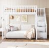 REDOM Kinderbett mit großem Kleiderschrank Regal und Tisch (Hochbett 1400x200 cm mit sicherer Aufbewahrungstreppe, stabilem Kiefernholzrahmen für Kinder & Jugendliche – Platzsparend, mit unterem Stauraum für Spielecke & Lernbereich – Ideales Kinderzimm... Bild 2