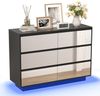 UEV Spiegelschrank mit LED-Beleuchtung, einstellbare Farben Kommode mit 6 Schubladen (Spiegelschrank, Wohnzimmerschrank, Schlafzimmerschrank) 100 x 34 x 72,5cm für Wohnzimmer Schlafzimmer Flur Bild 4