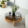 Dmora Wohnzimmertisch Bagolino, Niedriger Wohnzimmertisch, Kaffeeregal, Couchtisch für Sofa, 75x75h35 cm, Eiche Bild 4