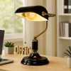 LED Tischleuchte, Bankerlampe, Metall schwarz gold, H 34 cm Bild 2