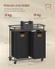 VASAGLE Wäschesammler mit Rollen, Wäschekorb 2 Fächer, 100 L, Wäschesortierer mit Ablage, Wäschewagen, abnehmbare Taschen, 6 Etiketten, Waschküche, tintenschwarz-aschbraun Bild 5