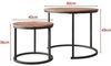 LuxusKollektion Beistelltisch Couchtisch rund 2er Set Metallrahmen Holz schwarz stapelbar Braun Bild 4