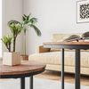 LuxusKollektion Beistelltisch Couchtisch rund 2er Set Metallrahmen Holz schwarz stapelbar Braun Bild 3