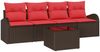 vidaXL Gartensofa-set mit Speicher 5 pcs Beige und Rot Poly-Rattan 3354583 Bild 2