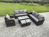 Fimous Rattan Gartenmöbel Set im Balkon 9-Sitzer Garten Sofa Set mit Rechteckiger Couchtisch Liegestühle 2 kleine Fußhockern Bild 2