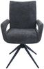Esszimmerstuhl HWC-O78, Küchenstuhl Stuhl, drehbar Auto-Return, Stoff/Textil Chenille (310g/m²) Öko-Tex ~ dunkelgrau Bild 5