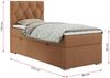 Boxspringbett ALDA, Einzelbett mit gestepptem Kopfteil und einem Bettkasten, 90x200 - Orange Stoff - rechts - H3 Bild 4