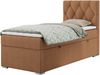 Boxspringbett ALDA, Einzelbett mit gestepptem Kopfteil und einem Bettkasten, 90x200 - Orange Stoff - rechts - H3 Bild 2