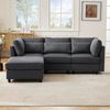 L-Förmiges Ecksofa Grau mit Fußhocker, Leinenstoff, 220x83x81 cm Bild 3