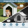 Kunststoff-Hundehütte Tierunterkunft mit abschließbarer Metalltür Belüftungsschlitzen & geneigtem Dach Grau Bild 3