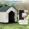 Kunststoff-Hundehütte Tierunterkunft mit abschließbarer Metalltür Belüftungsschlitzen & geneigtem Dach Grau Bild 4