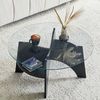 Beistelltisch 80x 80x36 cm aus Sicherheitsglas und MDF in schwarzer Holzoptik, modernes Design Bild 3