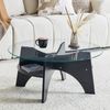 Beistelltisch 80x 80x36 cm aus Sicherheitsglas und MDF in schwarzer Holzoptik, modernes Design Bild 2