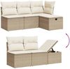 vidaXL 10-tlg. Garten-Sofagarnitur mit Kissen Beige Poly Rattan 3266238 Bild 3