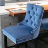 Barhocker-Set aus 2, Samt mit hoher Rückenlehne & Massivholzbeinen, Blau, ohne Armlehnen Bild 4