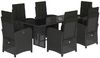 vidaXL 7-tlg. Garten-Essgruppe mit Kissen Schwarz Poly Rattan 3212488 Bild 2