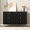 Sideboard 120x40 cm Schwarz Gold 6 Schubladen Wellenfront TV Schrank Lowboard Aufbewahrung Wohnzimmer Esszimmer Bild 4