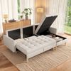 Merax 212cm Ecksofa mit Stauraum, L Sofa wechselbare Chaiselongue, 3 Sitzer Eckcouch Vliesstoff, Ecksofa für kleine Wohnung, Couch mit Stauraumfach, Beige Wohnzimmer Sofa Bild 3