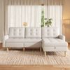 Merax 212cm Ecksofa mit Stauraum, L Sofa wechselbare Chaiselongue, 3 Sitzer Eckcouch Vliesstoff, Ecksofa für kleine Wohnung, Couch mit Stauraumfach, Beige Wohnzimmer Sofa Bild 2