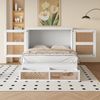 Merax Doppelbett Schrankbett 140 x 200 cm, Wandbett mit Lattenrost, Wandklappbett, vertikales schrankbett mit Lattenrost, mit Stauraumschubladen, Rattan-Design, Holzbetten, Weiß Bild 2