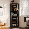 Bad-Eckschrank mit Lichtleiste, B 45 x T 45 x H 166,5 cm, aus MDF in Schwarz Bild 4