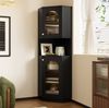 Bad-Eckschrank mit Lichtleiste, B 45 x T 45 x H 166,5 cm, aus MDF in Schwarz Bild 2