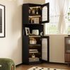 Bad-Eckschrank mit Lichtleiste, B 45 x T 45 x H 166,5 cm, aus MDF in Schwarz Bild 3