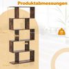 Bücherregal aus Holz mit 5 Ebenen & Kippschutz Freistehender Raumteiler Standregal Vintagebraun Bild 2
