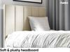 MEBLINI Kinderbett mit Bettkasten MAYA 1 90x200 Rechts - H3/Beige Samt Gepolstert Einzelbett mit Matratze - Polsterbett mit Stauraum - Bett mit Kopfteil – Stauraumbett Bild 3