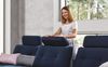 Ecksofa Schlafsofa REMON Polyesterstoff Blau Ottomane Links Bild 4