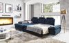 Ecksofa Schlafsofa REMON Polyesterstoff Blau Ottomane Links Bild 3