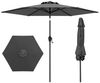 Sonnenschirm 230 cm Gartenschirm mit Kurbel beidseitig um 35° knickbar Terrassenschirm mit 6 Rippen Grau Bild 1