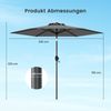Sonnenschirm 230 cm Gartenschirm mit Kurbel beidseitig um 35° knickbar Terrassenschirm mit 6 Rippen Grau Bild 2