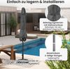 Sonnenschirm 230 cm Gartenschirm mit Kurbel beidseitig um 35° knickbar Terrassenschirm mit 6 Rippen Grau Bild 4