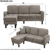 Ecksofa mit Chaiselongue, Baumwoll-Leinen-Bezug, modular, 166x118x77 cm, Antik-Dunkelgrau Bild 5