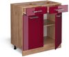 Vicco Küchenschrank Küchenzeile R-Line, Bordeaux Hochglanz, Schubladenunterschrank 80 cm, ohne AP Bild 3