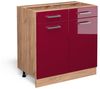 Vicco Küchenschrank Küchenzeile R-Line, Bordeaux Hochglanz, Schubladenunterschrank 80 cm, ohne AP Bild 4