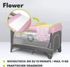 Lionelo Flower 4in1 Reisebett Baby mit Seiteneingang, Wickeltisch, Zwei Matratzenaufhängungshöhen, Spielzeugbogen mit Spielfiguren, Rollen, Tragetasche Bild 3