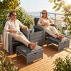 STEELSØN 'Selaria' Polyrattan Sitzgarnitur 5-tlg, Gartenmöbel Set aus 2 Stühlen, 2 Sitzhocker und Tisch, Sitzgruppe inkl. Kissen, grau-meliert, wetterfest für 4 Personen Bild 2