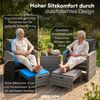STEELSØN 'Selaria' Polyrattan Sitzgarnitur 5-tlg, Gartenmöbel Set aus 2 Stühlen, 2 Sitzhocker und Tisch, Sitzgruppe inkl. Kissen, grau-meliert, wetterfest für 4 Personen Bild 4