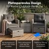 STEELSØN 'Selaria' Polyrattan Sitzgarnitur 5-tlg, Gartenmöbel Set aus 2 Stühlen, 2 Sitzhocker und Tisch, Sitzgruppe inkl. Kissen, grau-meliert, wetterfest für 4 Personen Bild 3